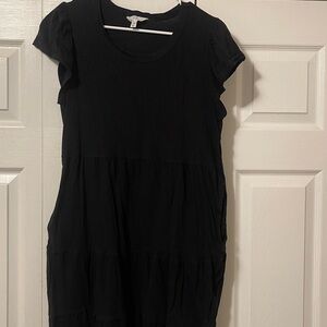 Time and Tru Black Flutter Sleeve Mini Sundress